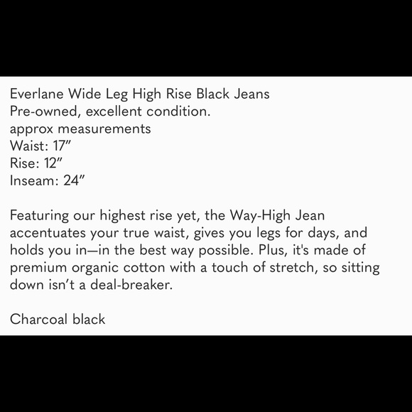 Everlane Wide Leg Black Jeans The Way High Womens 12 High Rise - Picture 6 of 7